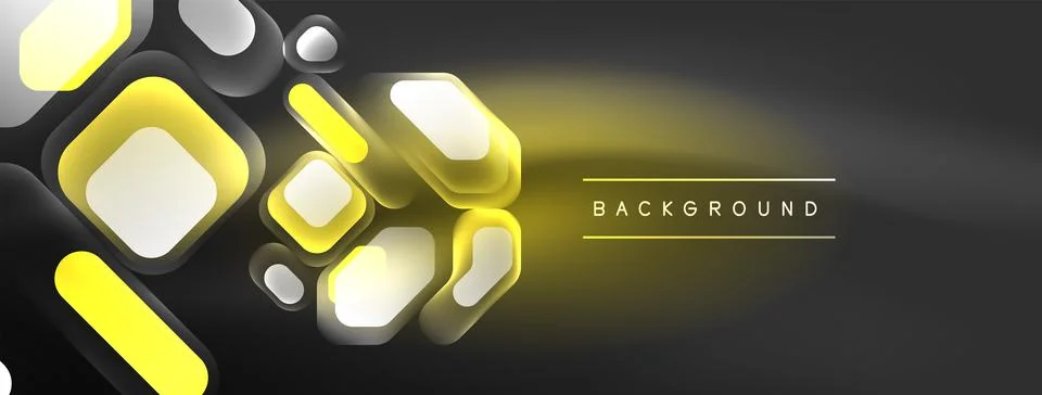 Glowing neon geometric elements abstract background. Neon light or laser show Stock Illustration