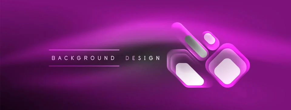 Glowing neon geometric elements abstract background. Neon light or laser show Stock Illustration