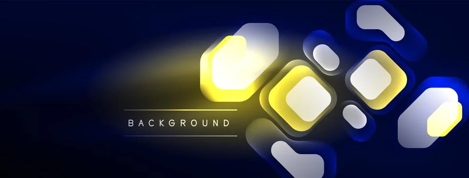 Glowing neon geometric elements abstract background. Neon light or laser show Illustrazione stock