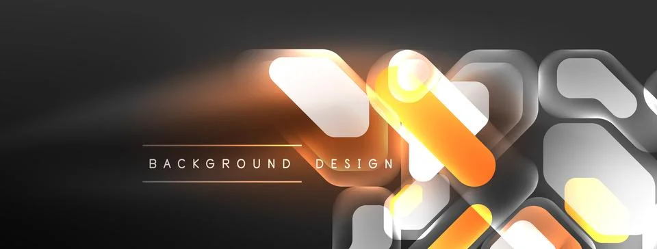 Glowing neon geometric elements abstract background. Neon light or laser show 스톡 일러스트