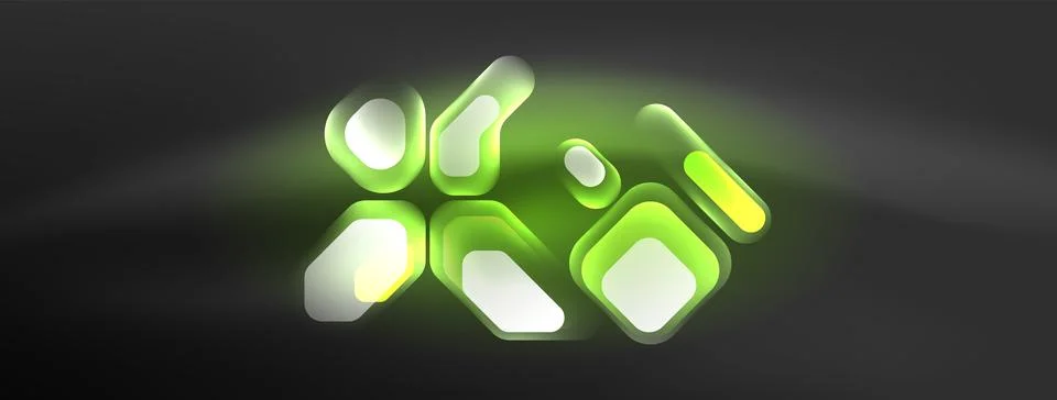 Glowing neon geometric elements abstract background. Neon light or laser show Stock Illustration