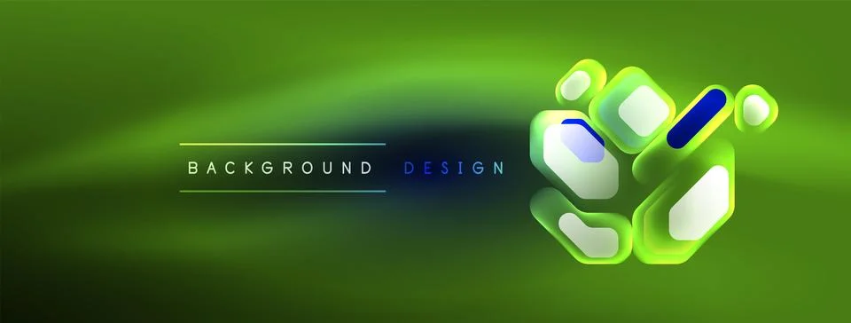 Glowing neon geometric elements abstract background. Neon light or laser show Illustrazione stock