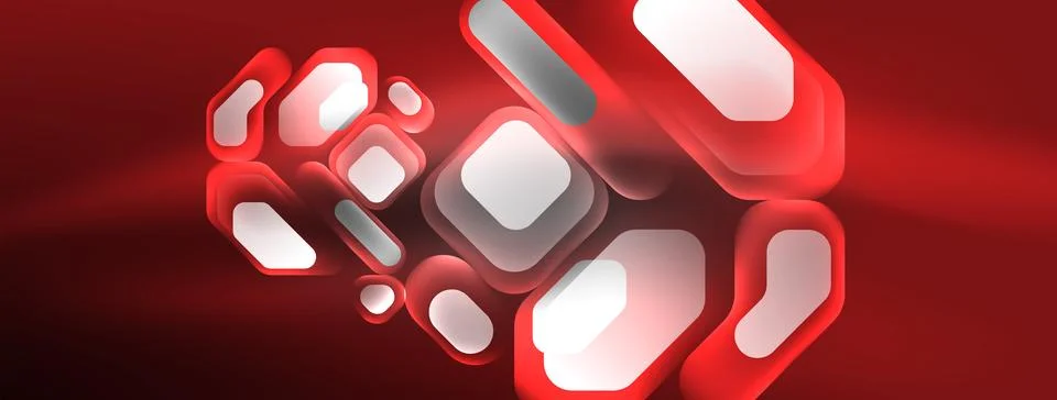 Glowing neon geometric elements abstract background. Neon light or laser show Illustrazione stock