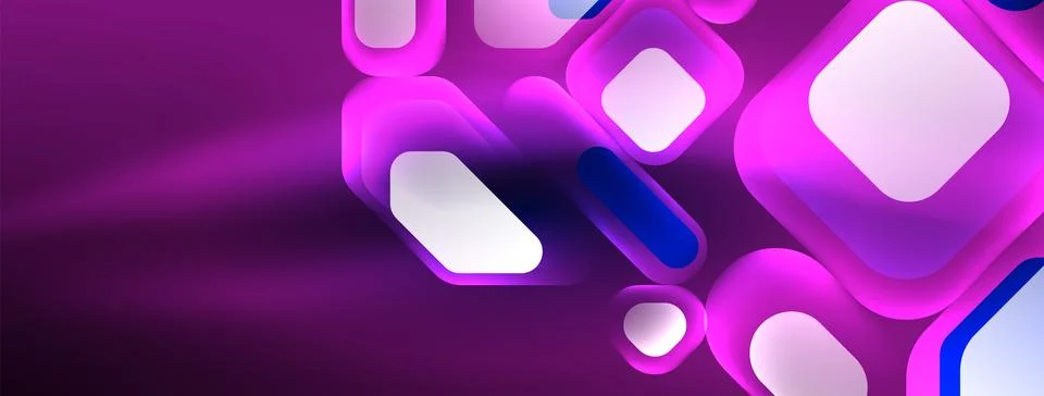 Glowing neon geometric elements abstract background. Neon light or laser show Stock Illustration