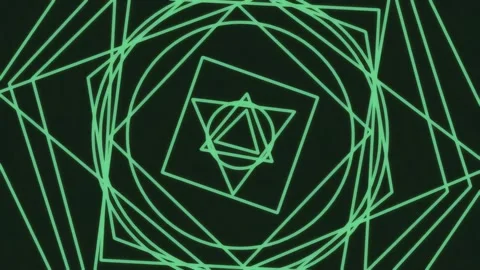 Glowing neon geometric rhombus pattern on dark background abstract design Stock Footage 342205982