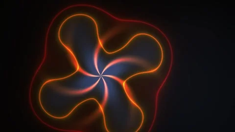 Glowing Neon Geometric Shape Pulsing with Abstract Light Waves Motion Backg.. Stock Footage 344721024