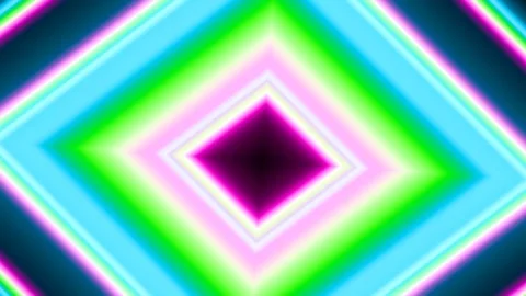 Glowing neon geometric shapes and lines animation Stock Footage 277665341