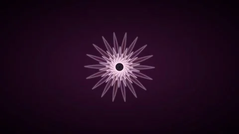 Glowing neon geometric star pulsating on dark purple background Stock Footage 335940664