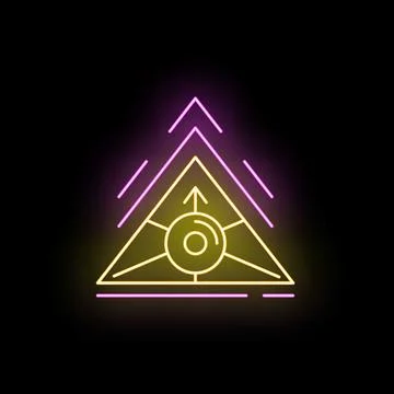 Glowing neon geometric triangle symbol representing mysticism Stock Illustration