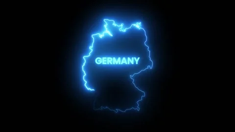 Glowing neon Germany map animation isolated on black background Stock Footage 321409101