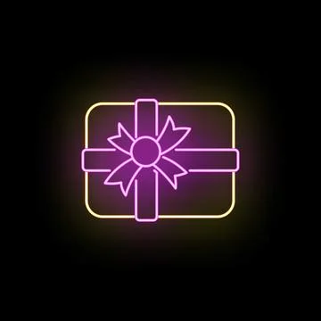 Glowing neon gift box icon celebrating special occasions Stock Illustration