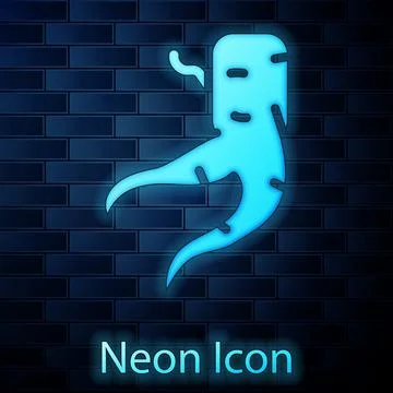 Glowing neon Ginger root icon isolated on brick wall background. Vector Иллюстрация
