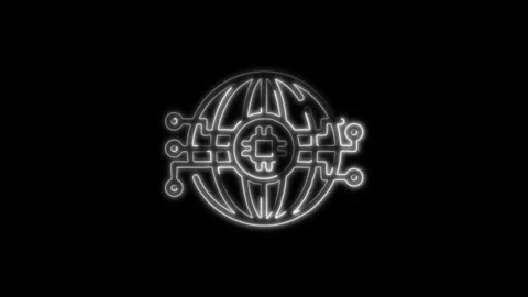 Glowing neon Global Technology icon isolated on black background. HD Video .. Stock Footage 316237287