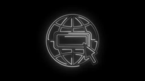 Glowing neon globe with cursor and search bar abstract animation representi.. Stock Footage 346826398