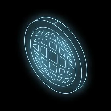 Glowing neon globe icon representing global communication in digital age 库存插图