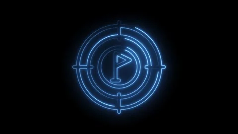 Glowing neon goal target animation on black background representing objectives Stock Footage 330777660