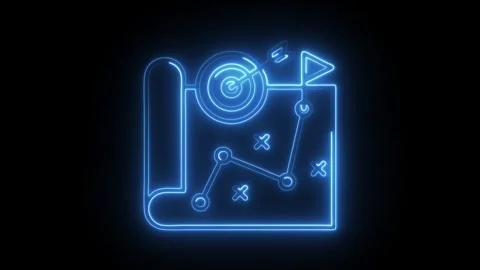 Glowing neon goals icon isolated on black background. HD Video motion graph.. Stock Footage 304536940