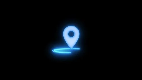 Glowing neon gps map pin location animated Stock Footage 336911204