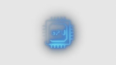 Glowing neon GPU chip icon loop animation Stock Footage 310532315