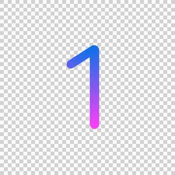 Glowing neon gradient number 1 on black background. Stock Illustration