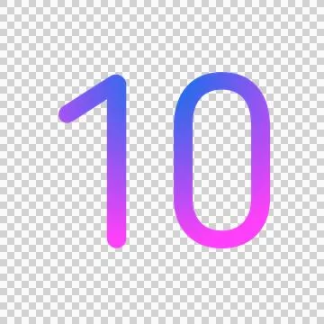 Glowing neon gradient number 10 on black background. Stock-Illustration