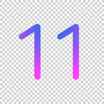 Glowing neon gradient number 11 on black background. Stock Illustration