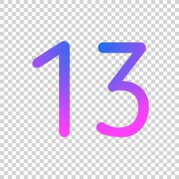 Glowing neon gradient number 13 on black background. Stock Illustration