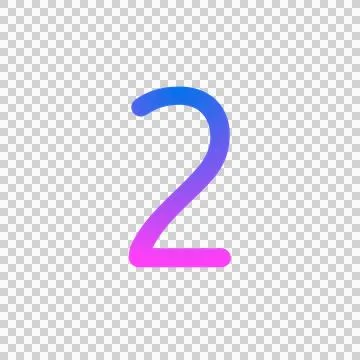 Glowing neon gradient number 2 on black background. Stock Illustration