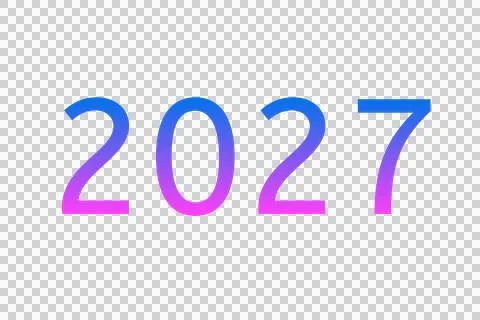 Glowing neon gradient number 2027 on transparent background Stock Illustration