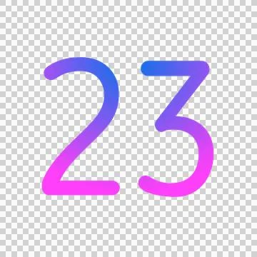 Glowing neon gradient number 23 on transparent background. 库存插图