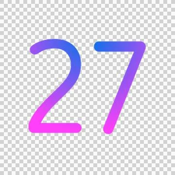 Glowing neon gradient number 27 on transparent background. Stock Illustration