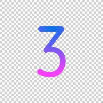 Glowing neon gradient number 3 on black background. Stock Illustration