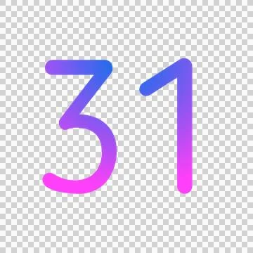 Glowing neon gradient number 31 on black background. Stock Illustration