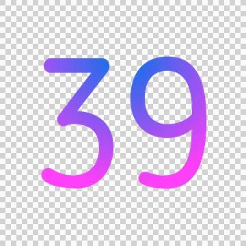 Glowing neon gradient number 39 on black background. Stock-Illustration