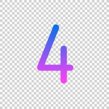 Glowing neon gradient number 4 on black background. Stock Illustration