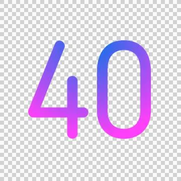 Glowing neon gradient number 40 on black background. Stock Illustration