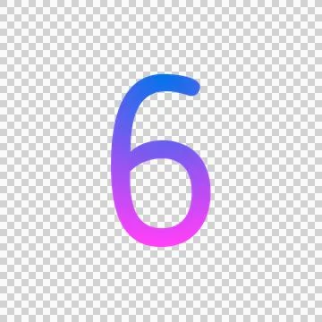 Glowing neon gradient number 6 on black background. Stock Illustration