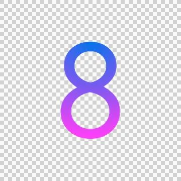 Glowing neon gradient number 8 on black background. Stock Illustration