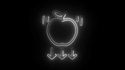 Glowing neon gravity icon isolated on black background. HD Video motion gra.. Stock Footage 304106607