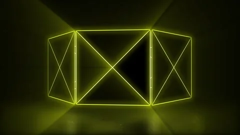 Glowing neon green 3D cube technology. Stock Footage 332051424