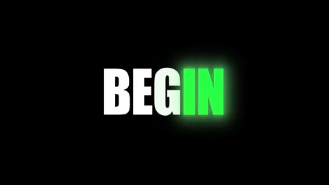 Glowing Neon Green Begin Text Animation Modern Bold Lettering Overlay Stock-Footage 337193535