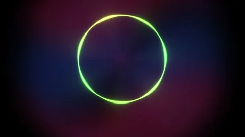 Glowing neon green circle on dark background. Stock Footage 336699017