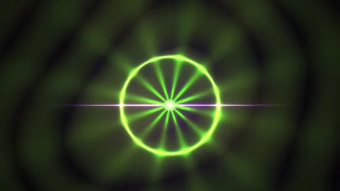 Glowing neon green circle light effect. Stock Footage 340025759