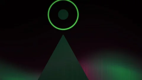 Glowing neon green circle on pyramid. Stock Footage 336236589
