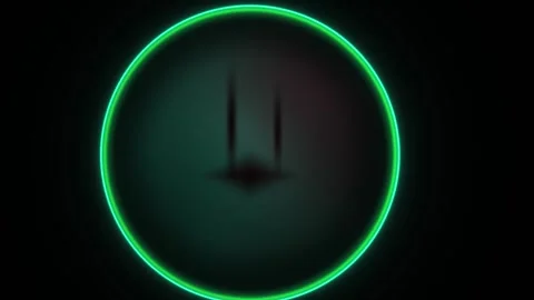 Glowing neon green circle with two vertical lines. Stock Footage 337468012