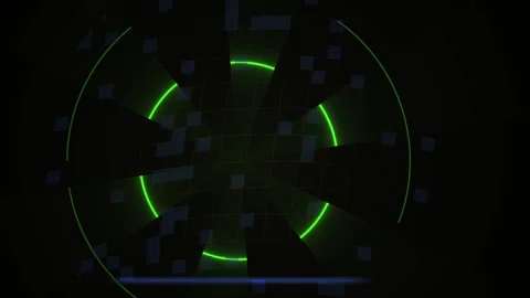 Glowing neon green circular design elements. Stock Footage 340025661