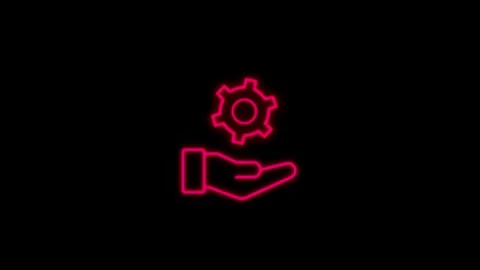 Glowing neon green color technology hand icon cover a setting icon animatio.. Stock Footage 305300340