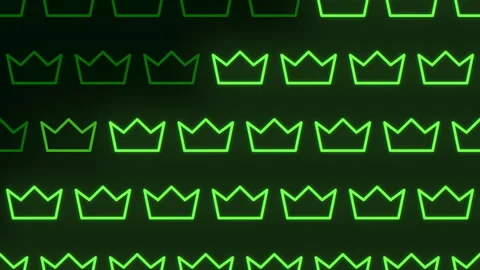 Glowing neon green crown pattern on black background 스톡 동영상 249503249