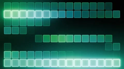 Glowing Neon Green Digital Cubes Grid Abstract Technology Background. 4K Stock Footage 344817825