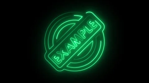 Glowing Neon Green Example Stamp Icon Isolated on Black Background Futurist.. Stockbeeldmateriaal 314713871